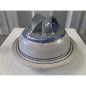 Vintage Wright‎ Pottery Glazed Stoneware Bowl with lid and handle